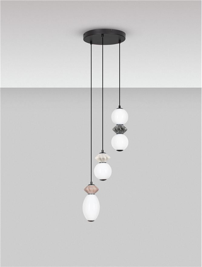 Подова лампа PALLINA LED 20W 220-240V ⌀37 H237.5см Кафява, светло и тъмно сива керамика Опалово стъкло Матово черен метал