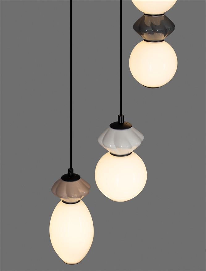 Подова лампа PALLINA LED 20W 220-240V ⌀37 H237.5см Кафява, светло и тъмно сива керамика Опалово стъкло Матово черен метал