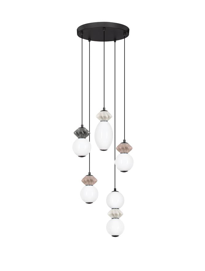 Подова лампа PALLINA LED 28W 220-240V ⌀42 H237.5см Кафява, светло и тъмно сива керамика Опалово стъкло Матово черен метал