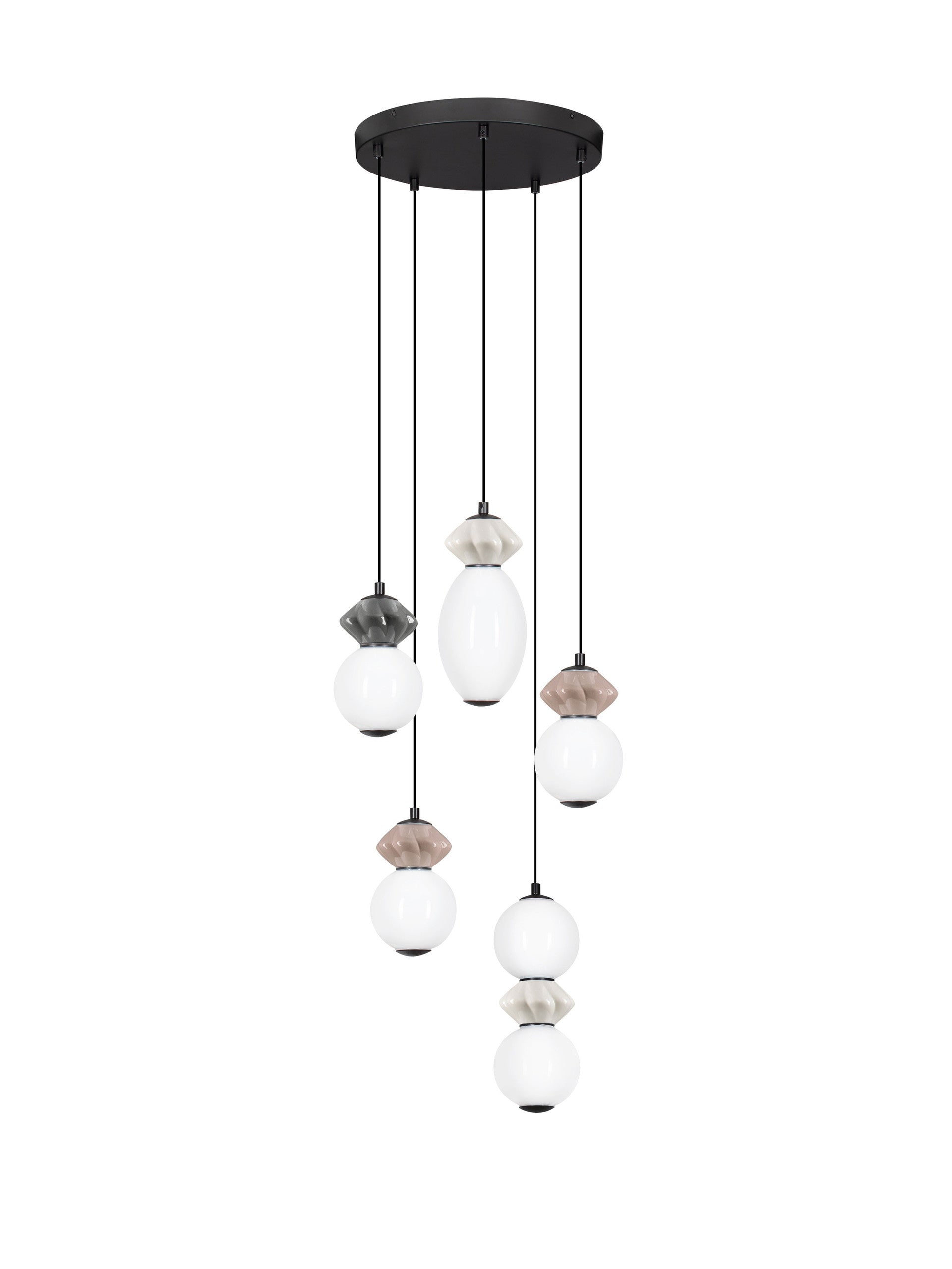 Подова лампа PALLINA LED 28W 220-240V ⌀42 H237.5см Кафяв, Светлосив и Тъмносив керамичен опал стъкло, Матово черен метал