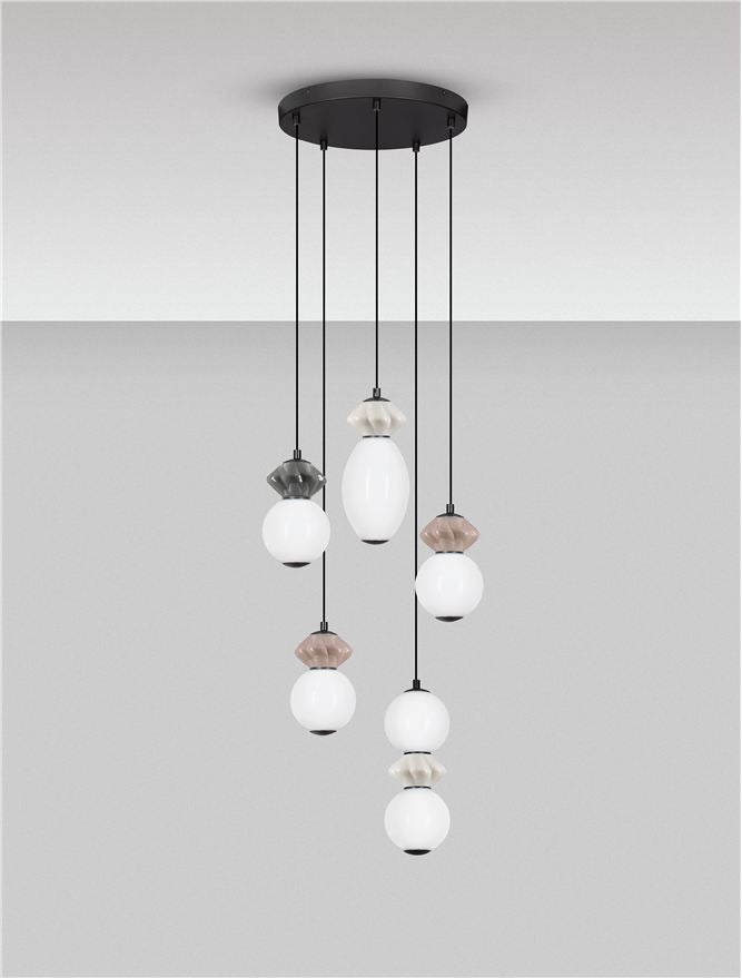 Подова лампа PALLINA LED 28W 220-240V ⌀42 H237.5см Кафява, светло и тъмно сива керамика Опалово стъкло Матово черен метал