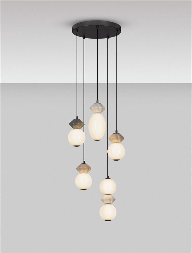 Подова лампа PALLINA LED 28W 220-240V ⌀42 H237.5см Кафява, светло и тъмно сива керамика Опалово стъкло Матово черен метал