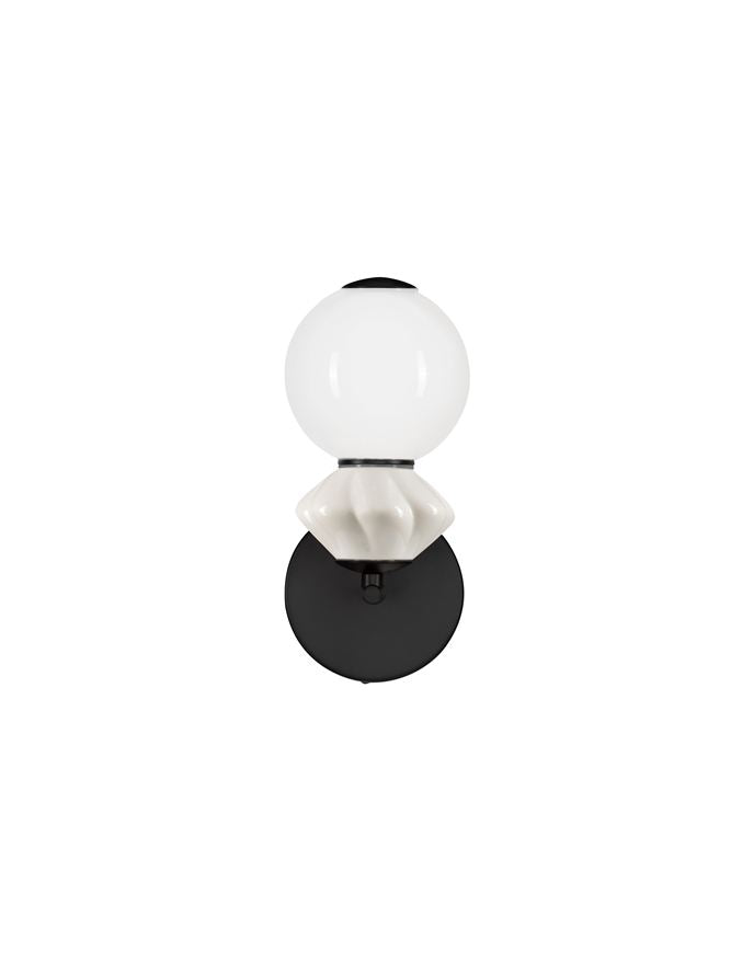 Настолна лампа PALLINA LED 6W 220-240V ⌀12 W19.5 H28см Светло сива керамика Опалово стъкло Матово черен метал
