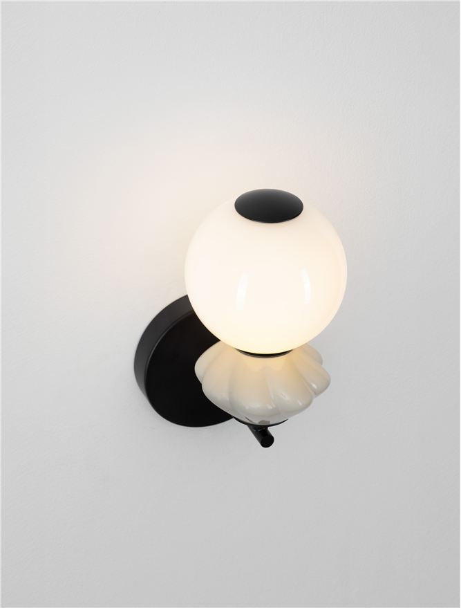 Настолна лампа PALLINA LED 6W 220-240V ⌀12 W19.5 H28см Светло сива керамика Опалово стъкло Матово черен метал