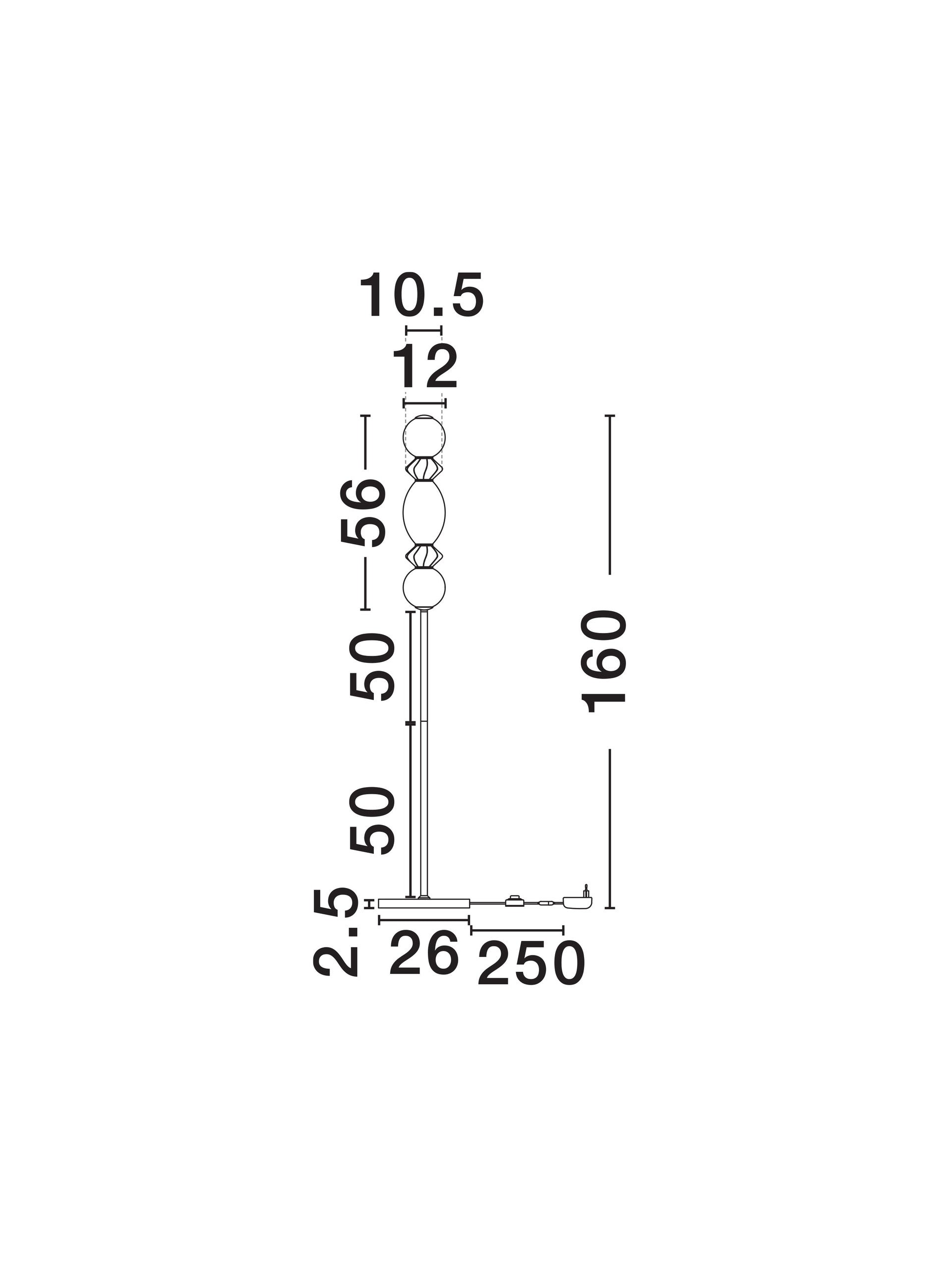 Висящо осветително тяло (пендел) PALLINA LED 16W 220-240V ⌀26 H250см Тъмно и светло сива керамика Опалово стъкло Матово черен метал