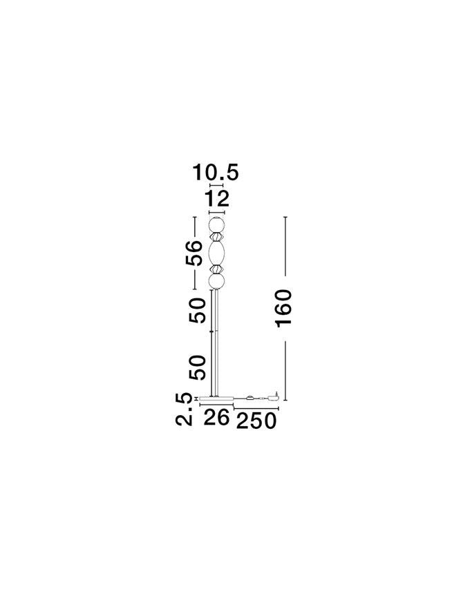 Висящо осветително тяло (пендел) PALLINA LED 16W 220-240V ⌀26 H250см Тъмно и светло сива керамика Опалово стъкло Матово черен метал