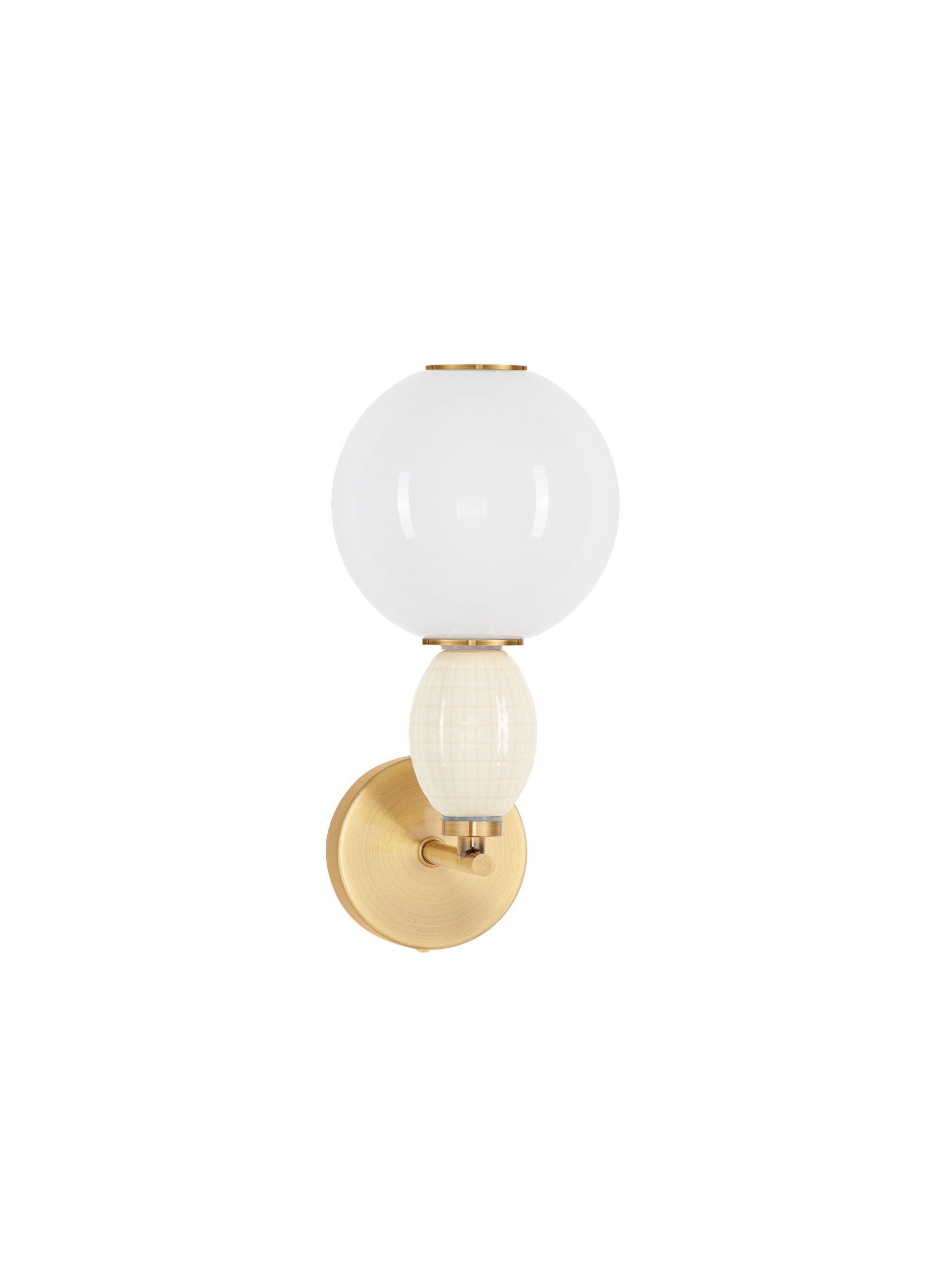 Настолна лампа OBRIE LED 6W 220-240V ⌀14 W21 H31.5см Бежова керамика Опалово стъкло Златист метал