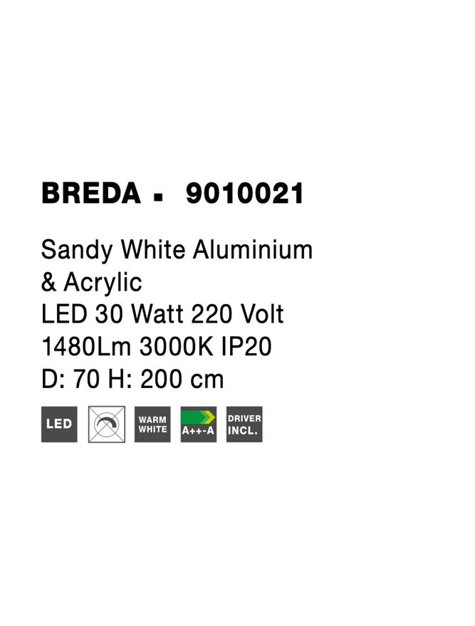 Висящо осветително тяло (пендел) BREDA 30W Пясъчно бял алуминий и акрил