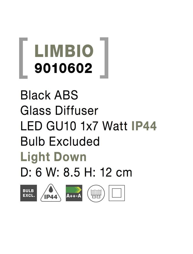 Външен аплик LIMBIO LED GU10 1x10W Черен ABS