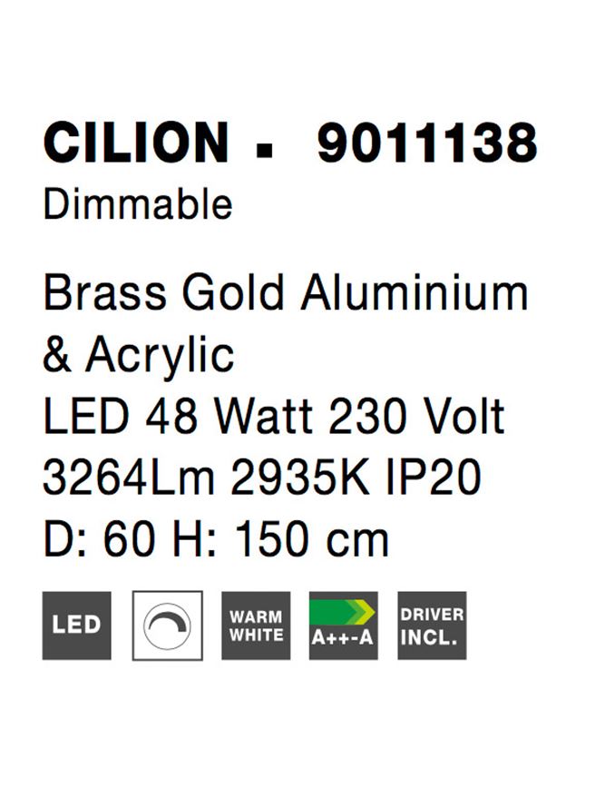 Висящо осветително тяло (пендел) CILION 43W Златист месинг