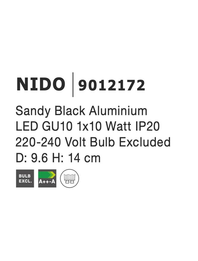 Техническо осветление NIDO GU10 Черен алуминий