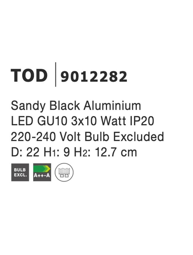 Висящо осветително тяло (пендел) TOD 3x10W GU10 Пясъчно черен алуминий