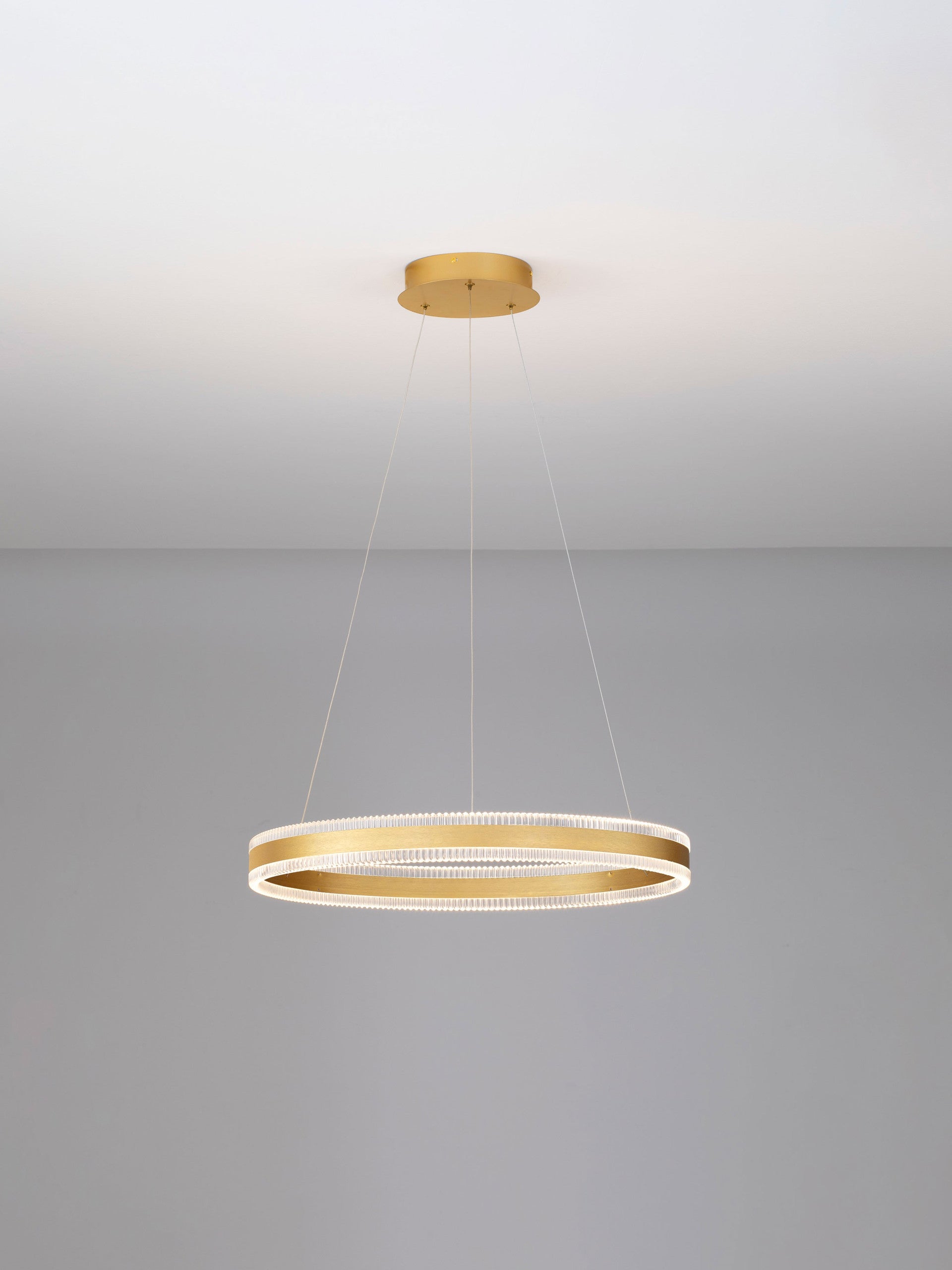 Висящо осветително тяло (пендел) ALARO 46W LED Златист месинг алуминий стомана акрил