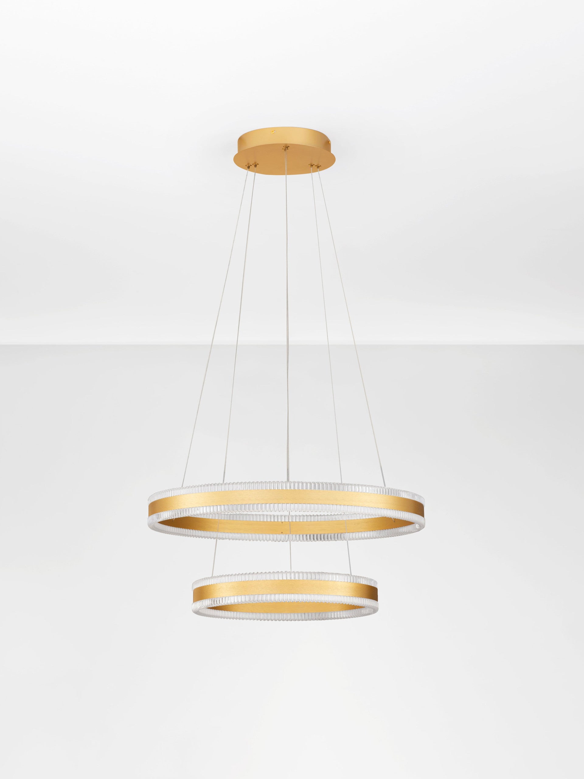 Висяща лампа ALARO 69W LED, месинг, злато, алуминий, стомана, акрил, ⌀60 H140см