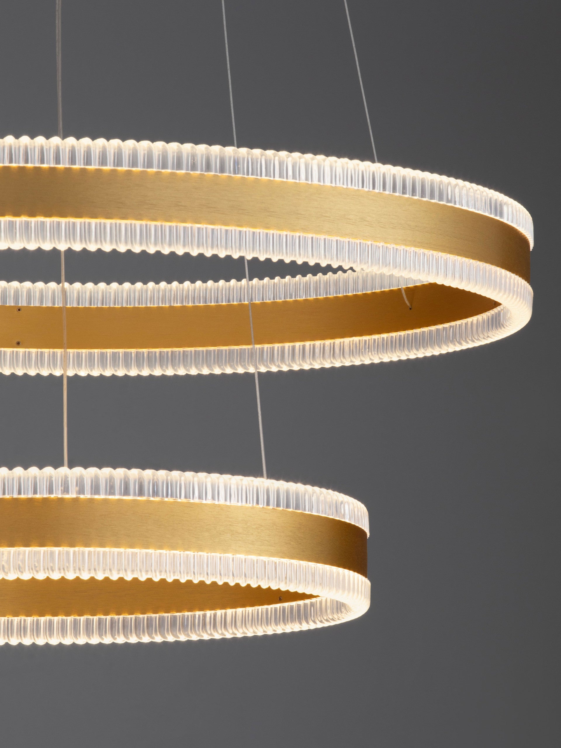 Висяща лампа ALARO 69W LED, месинг, злато, алуминий, стомана, акрил, ⌀60 H140см