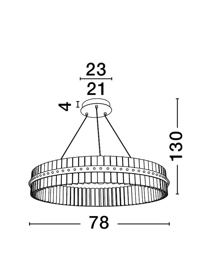 Висящо осветително тяло (пендел) KEZO 56W LED Платинен златист неръждаема стомана и стъкло ⌀78 H130см