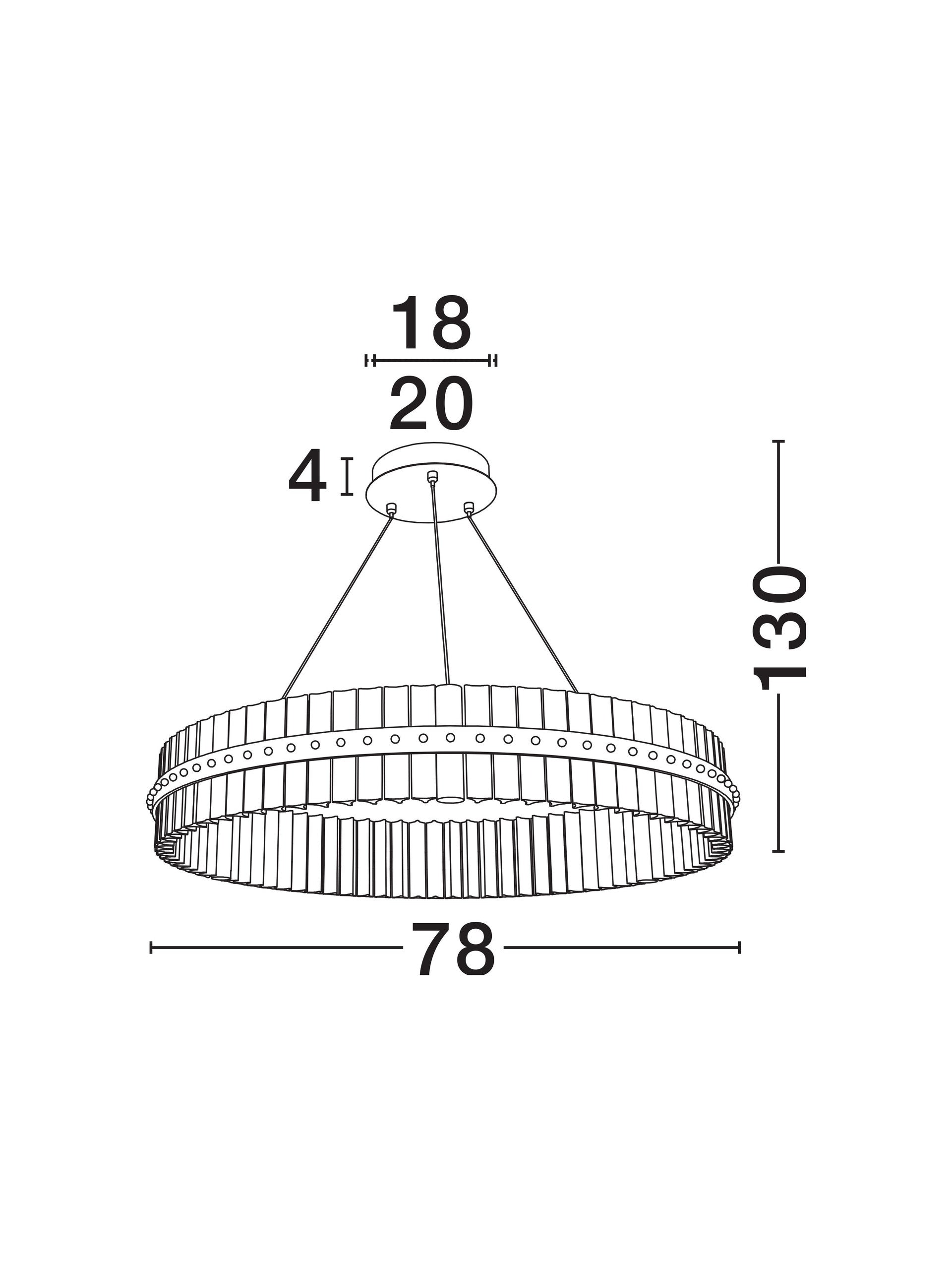 Висящо осветително тяло (пендел) KEZO 56W LED Платинен златист неръждаема стомана и стъкло ⌀78 H130см