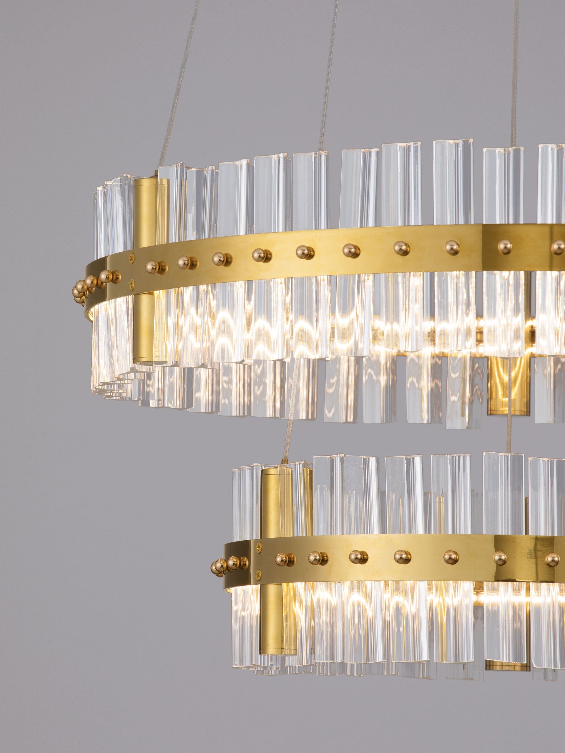 Висящо осветително тяло (пендел) KEZO 67W LED Платинен златист неръждаема стомана и стъкло ⌀60 H140см