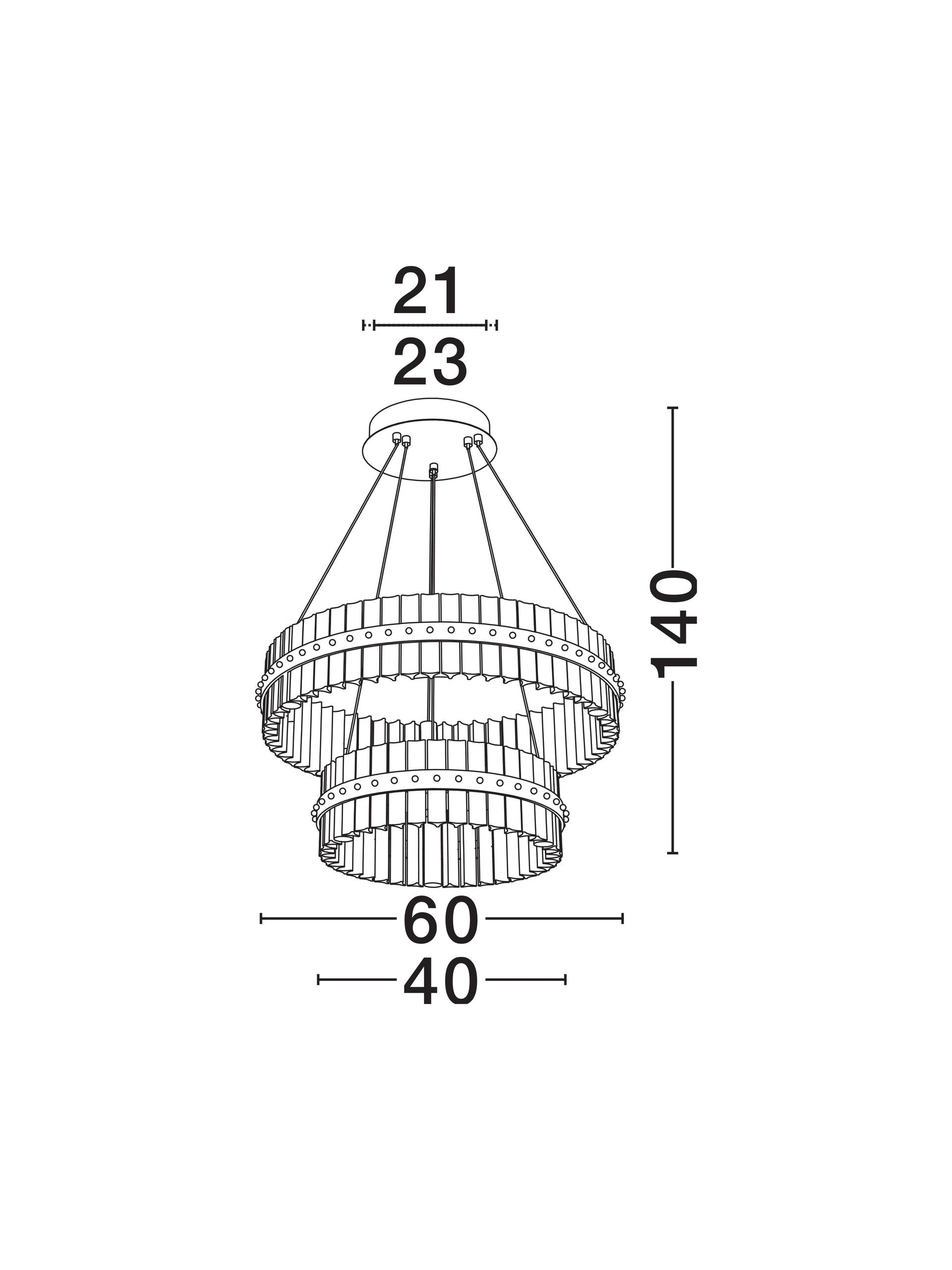 Висящо осветително тяло (пендел) KEZO 67W LED Платинен златист неръждаема стомана и стъкло ⌀60 H140см