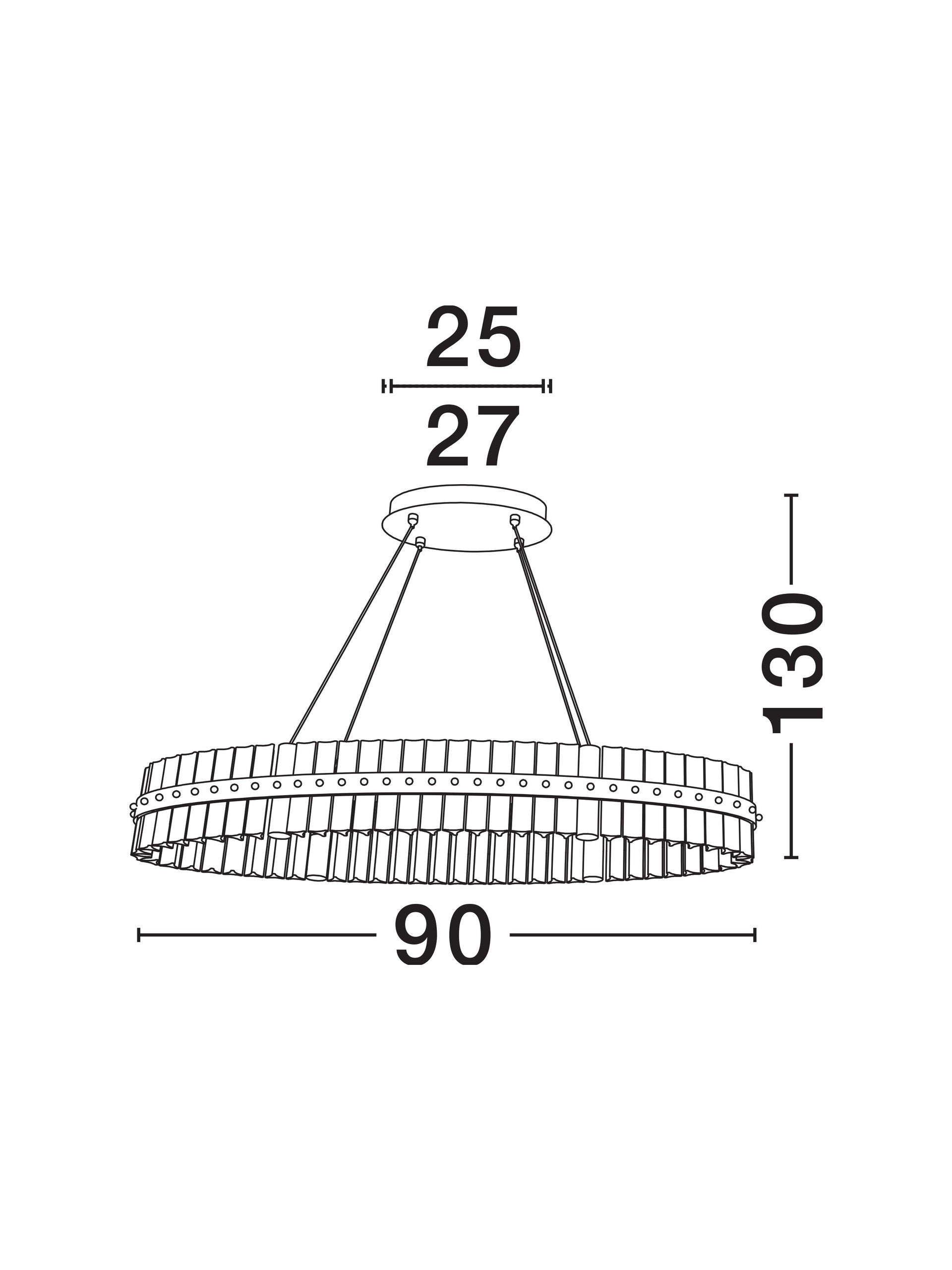 Висящо осветително тяло (пендел) KEZO 45W LED Платинен златист неръждаема стомана и стъкло ⌀90 H130см
