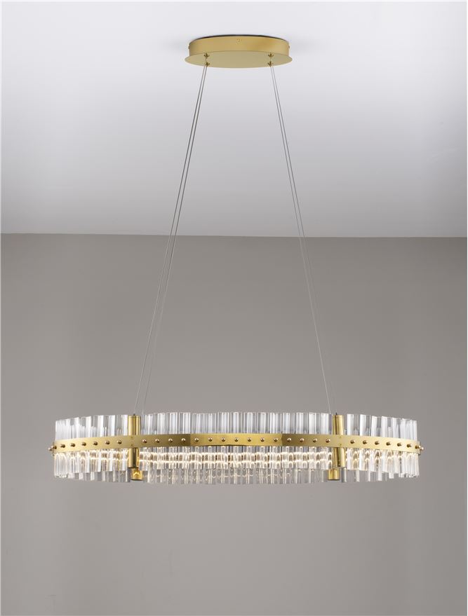 Висящо осветително тяло (пендел) KEZO 45W LED Платинен златист неръждаема стомана и стъкло ⌀90 H130см