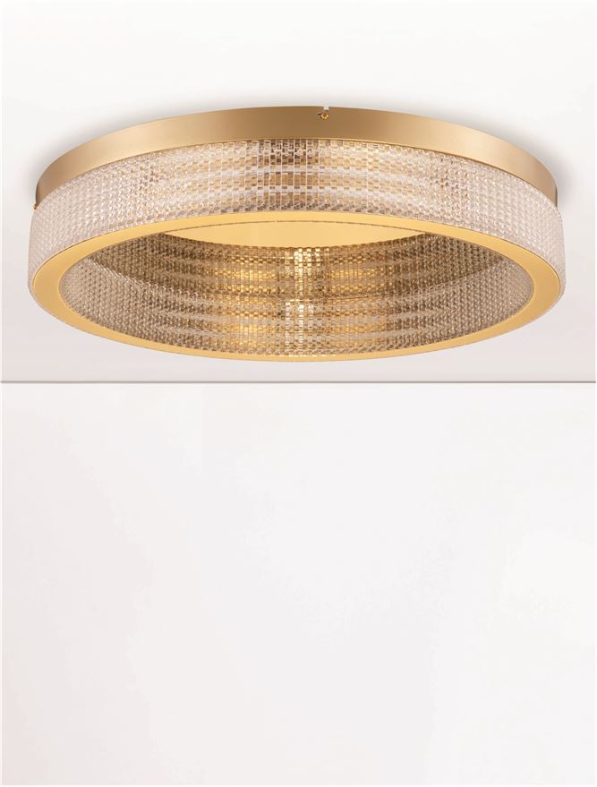 Висящо осветително тяло (пендел) KINARA 70W LED Платинен златист неръждаема стомана, алуминий и акрил ⌀61 H11см
