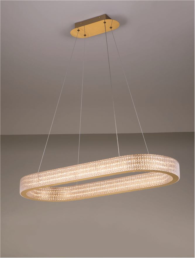 Висящо осветително тяло (пендел) KINARA 70W LED Платинен златист неръждаема стомана, алуминий и акрил ⌀91 H130см