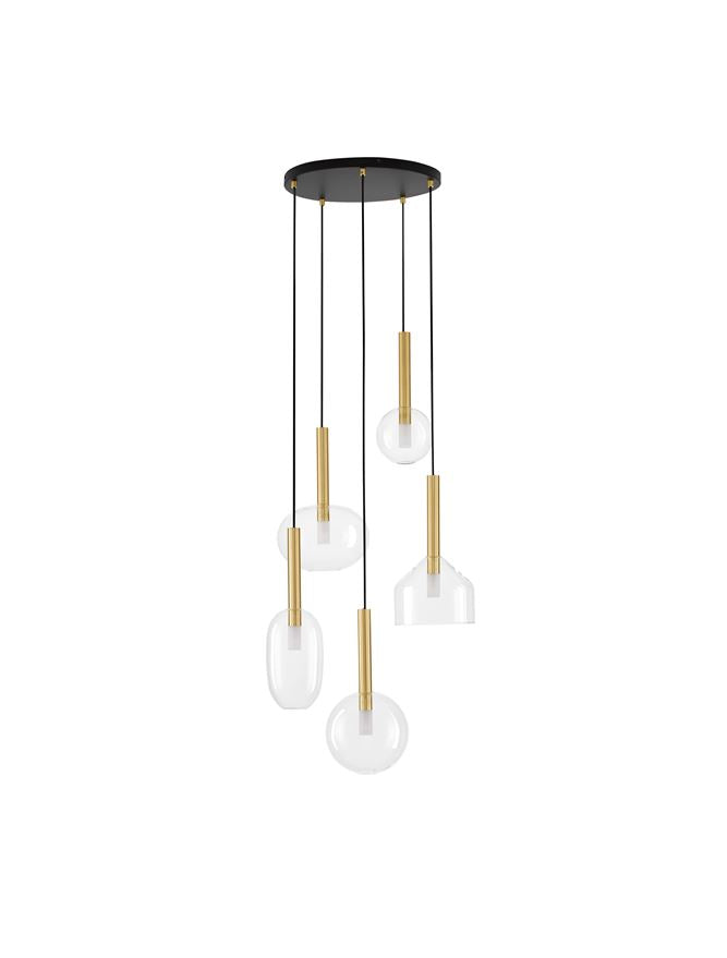 Висящо осветително тяло (пендел) AMELIA 25W 5x5W G9 Пясъчно златист Прозрачно стъкло