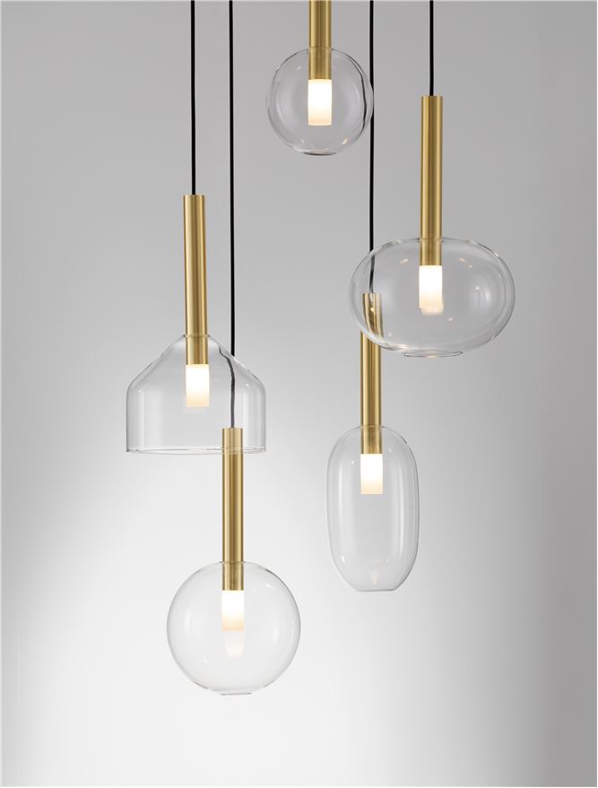 Висящо осветително тяло (пендел) AMELIA 25W 5x5W G9 Пясъчно златист Прозрачно стъкло