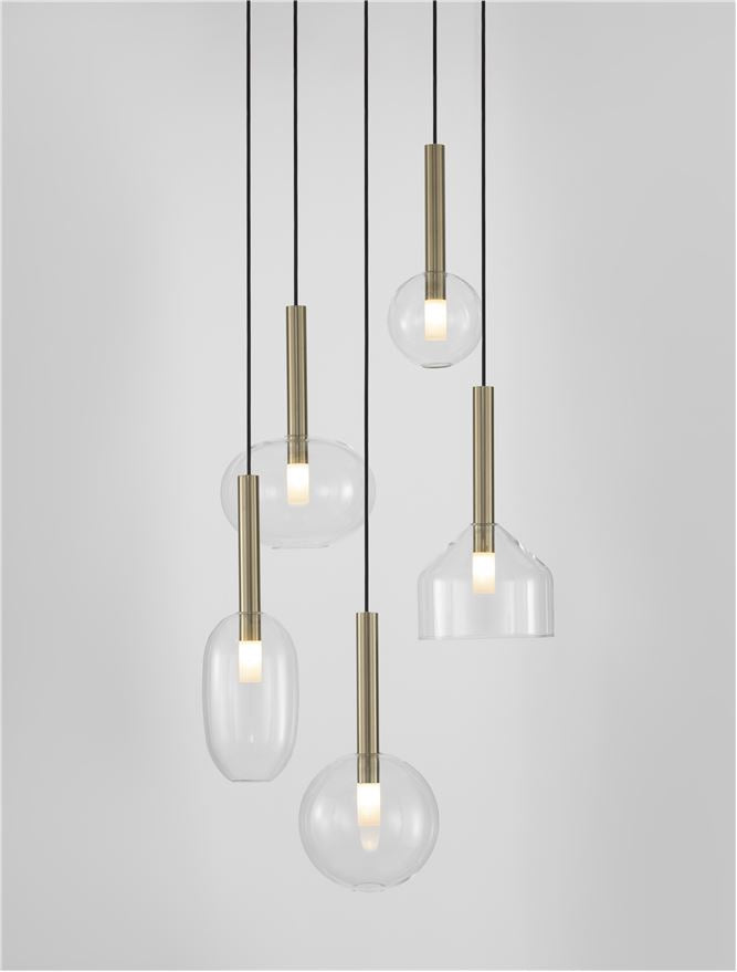 Висящо осветително тяло (пендел) AMELIA 25W 5x5W G9 Пясъчно златист Прозрачно стъкло