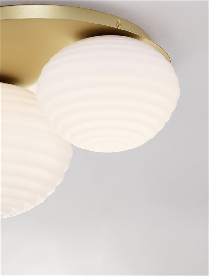 Висящо осветително тяло (пендел) ALLEN 17W LED E14+E27 Матово злато и пясъчно бяло стъкло L45 W35 H21.5см
