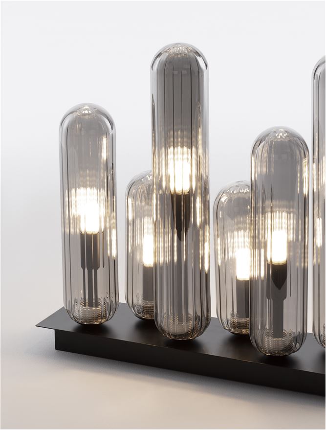 Висящо осветително тяло (пендел) GUSTAVE 30W LED G9 Матово черен, светло опушено стъкло L38