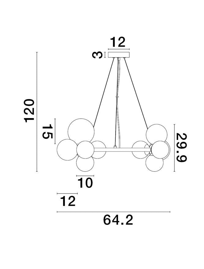 Висящо осветително тяло (пендел) ODILLIA 66W (11x6W) G9 Матово черен Опушено стъкло