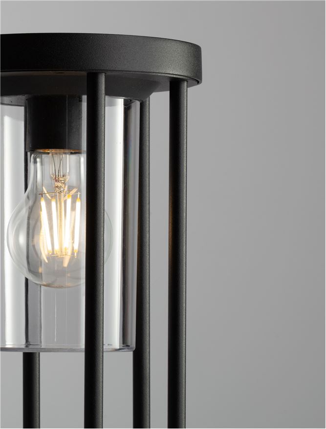 Външен аплик ELYSIUM LED E27 12W Тъмен антрацит алуминий и прозрачен поликарбонат ⌀16 H50см IP65