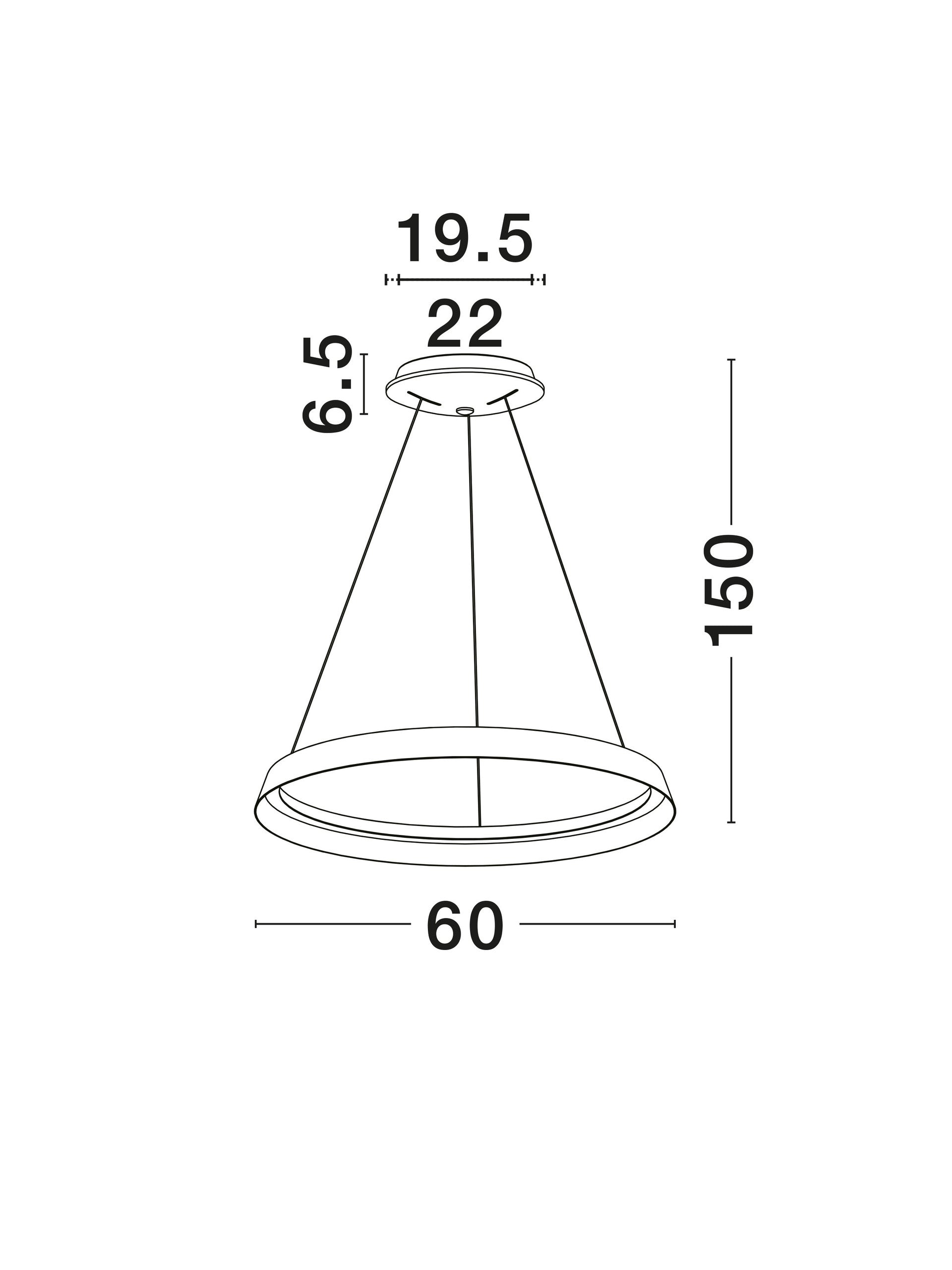 Висящо осветително тяло (пендел) ORMI LED 52W 220-240V Пясъчно бял алуминий и акрил ⌀60 H150см