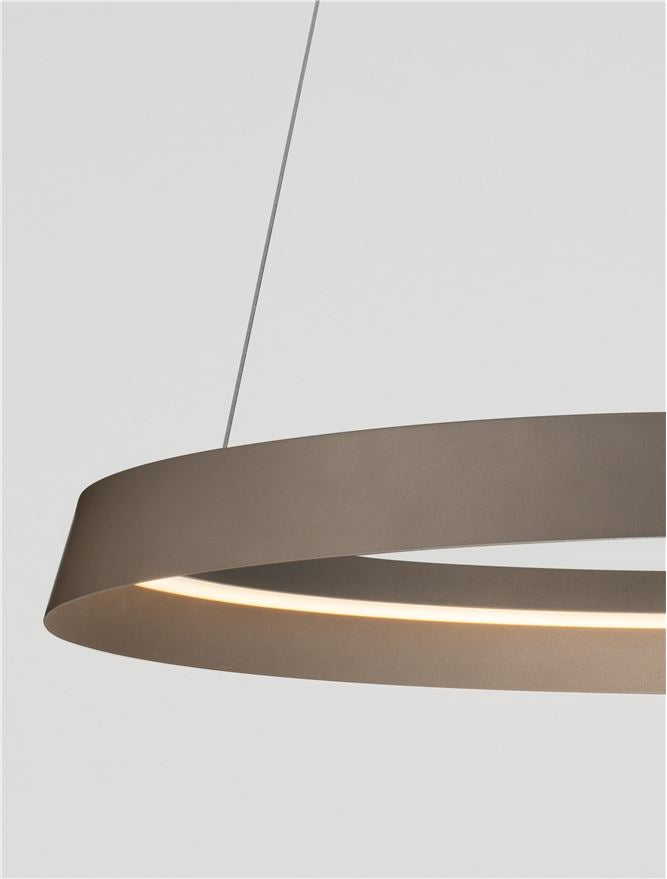Висящо осветително тяло (пендел) ORMI LED 52W 220-240V Шампанско кафяв алуминий и акрил ⌀60 H150см