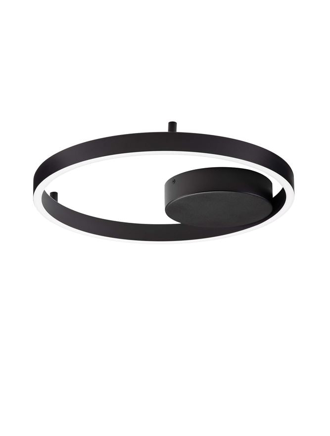 Висящо осветително тяло (пендел) HEDRA LED 40W Пясъчно черен метал, алуминий и акрил ⌀40 H5см