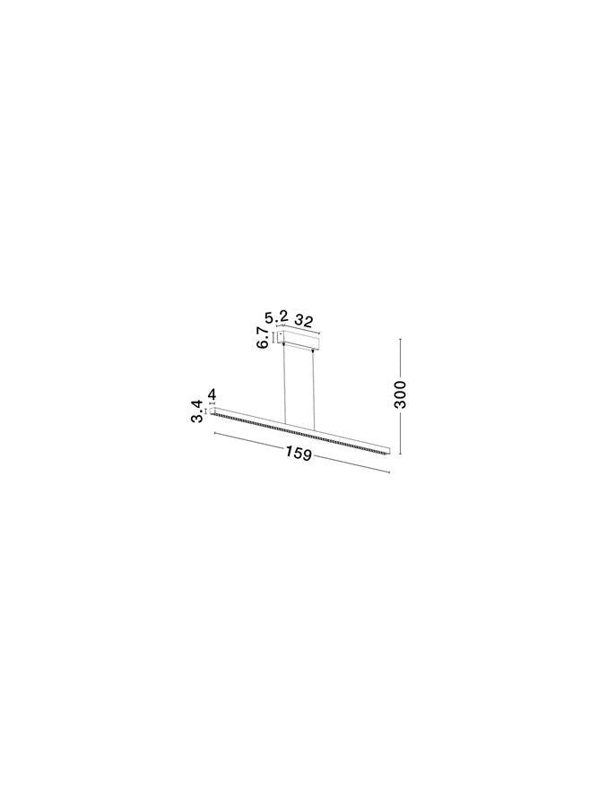 Висящо осветително тяло (пендел) DEOS 25W Пясъчно черен алуминий 159x3.4x300см