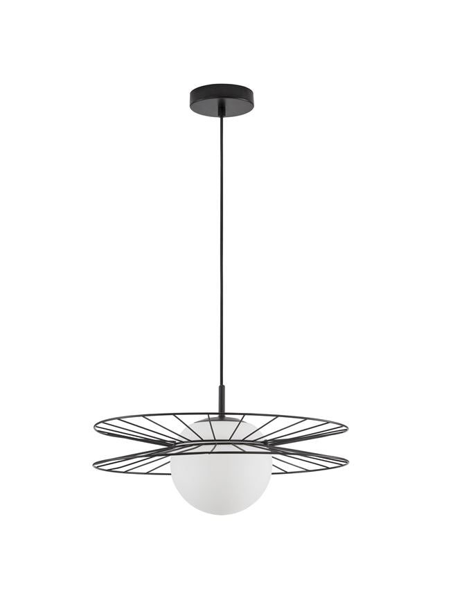 Висящо осветително тяло (пендел) ELLERY 12W LED E27 Пясъчно черен, опалово стъкло ⌀45