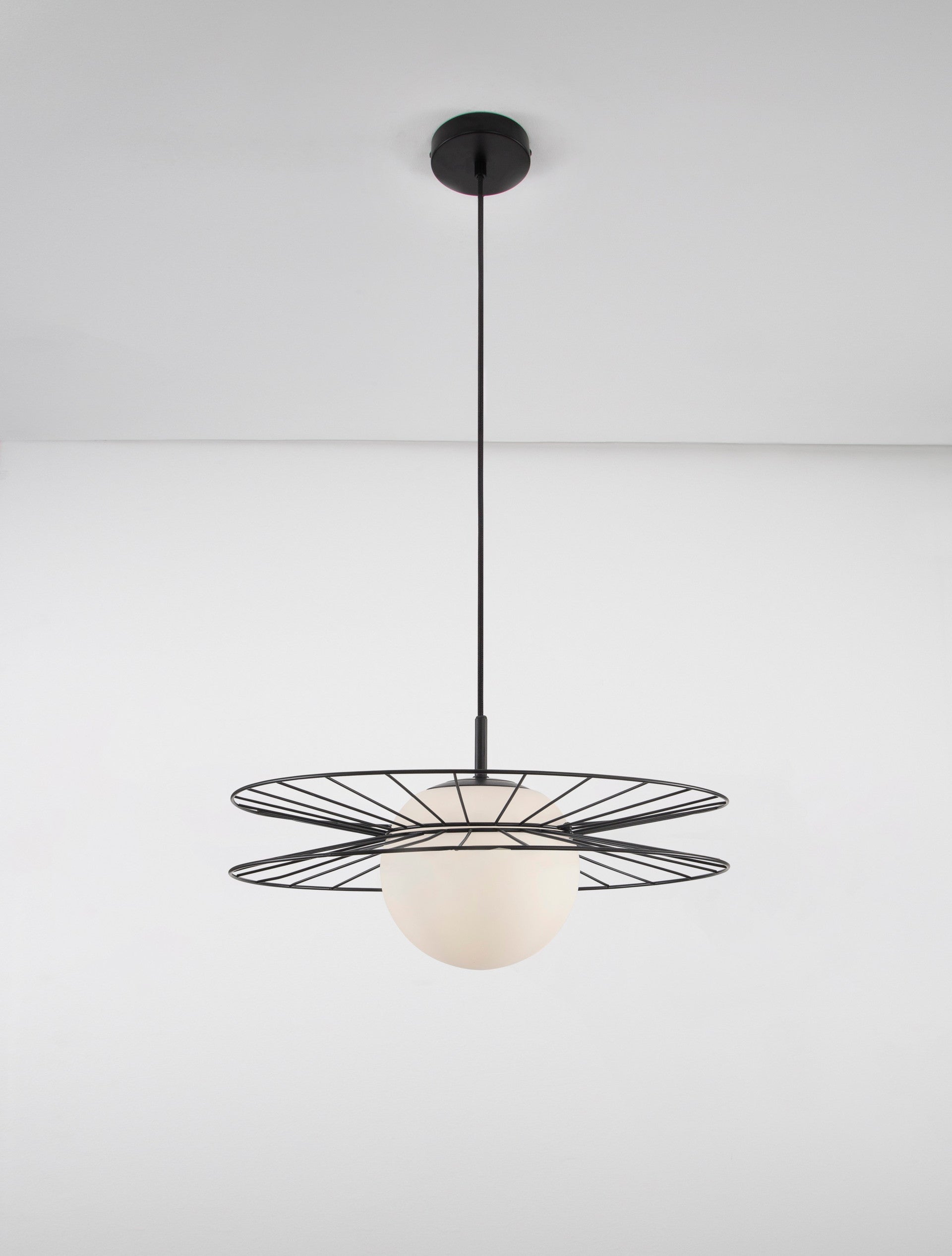 Висящо осветително тяло (пендел) ELLERY 12W LED E27 Пясъчно черен, опалово стъкло ⌀45