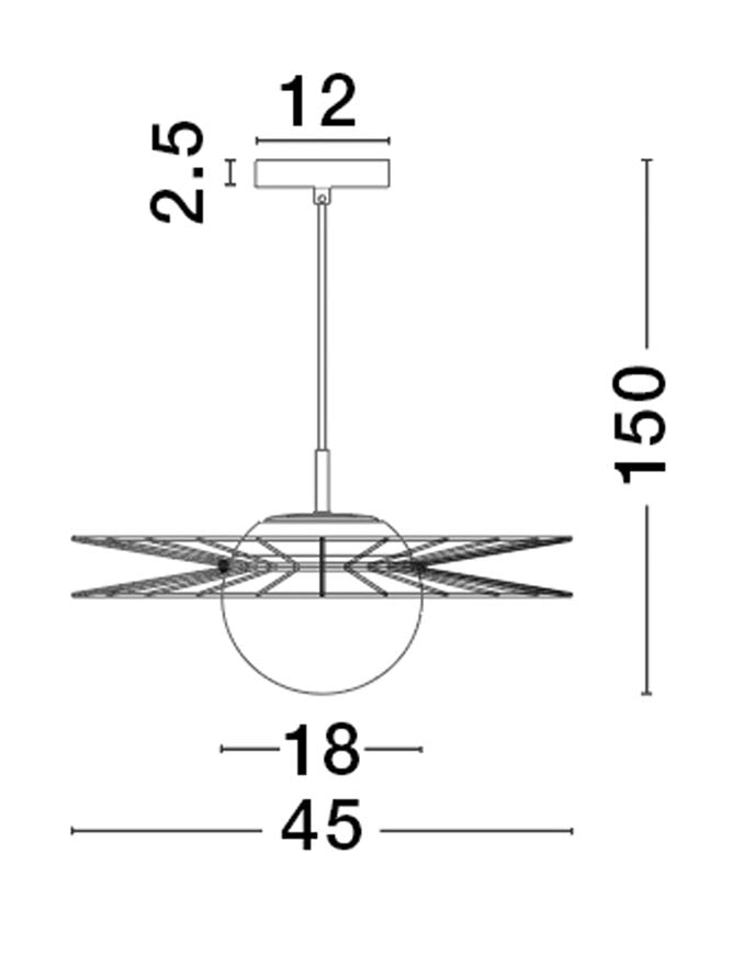 Висящо осветително тяло (пендел) ELLERY 12W LED E27 Пясъчно черен, опалово стъкло ⌀45
