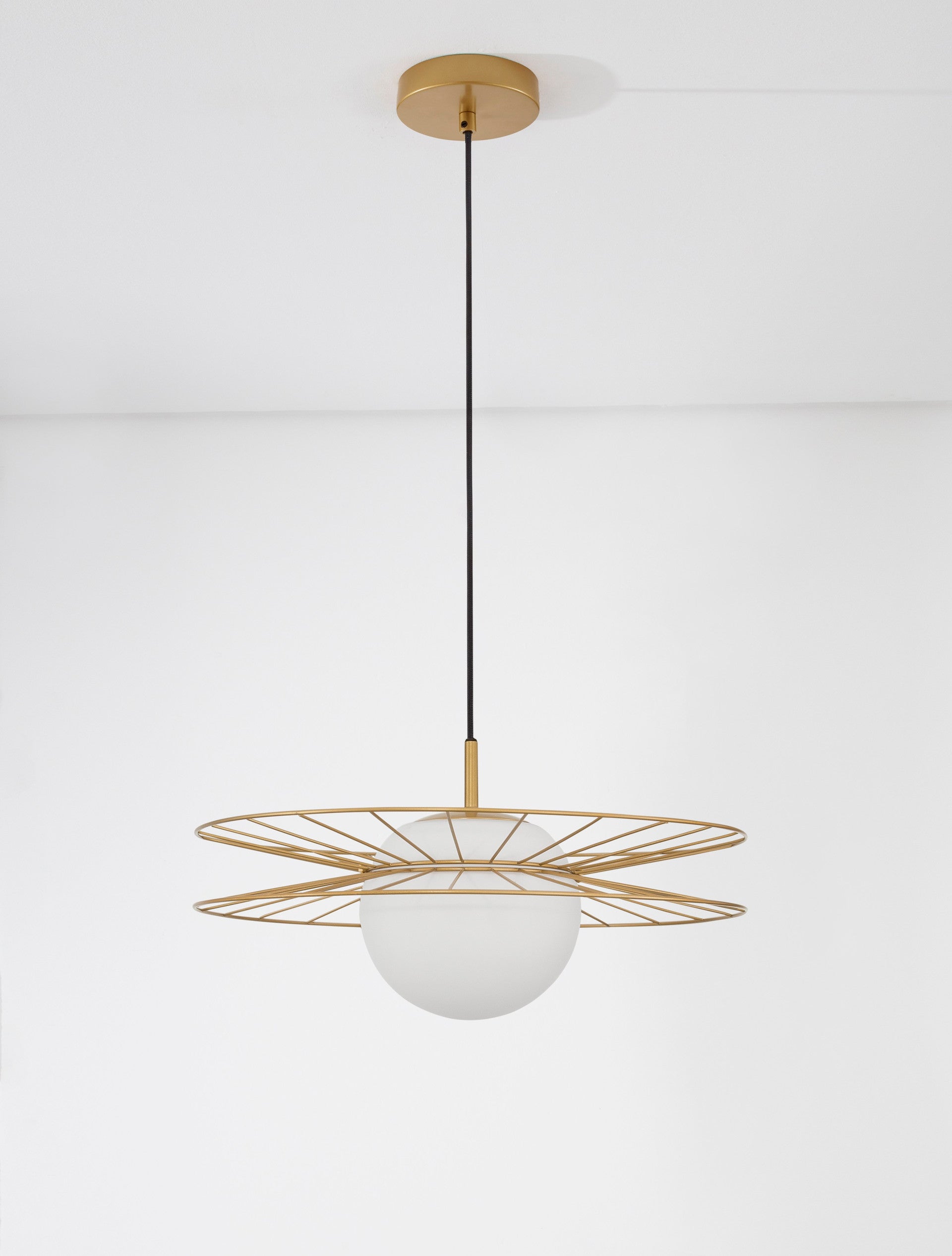 Висяща лампа ELLERY 12W LED E27 Златен месинг, опалово стъкло ⌀45