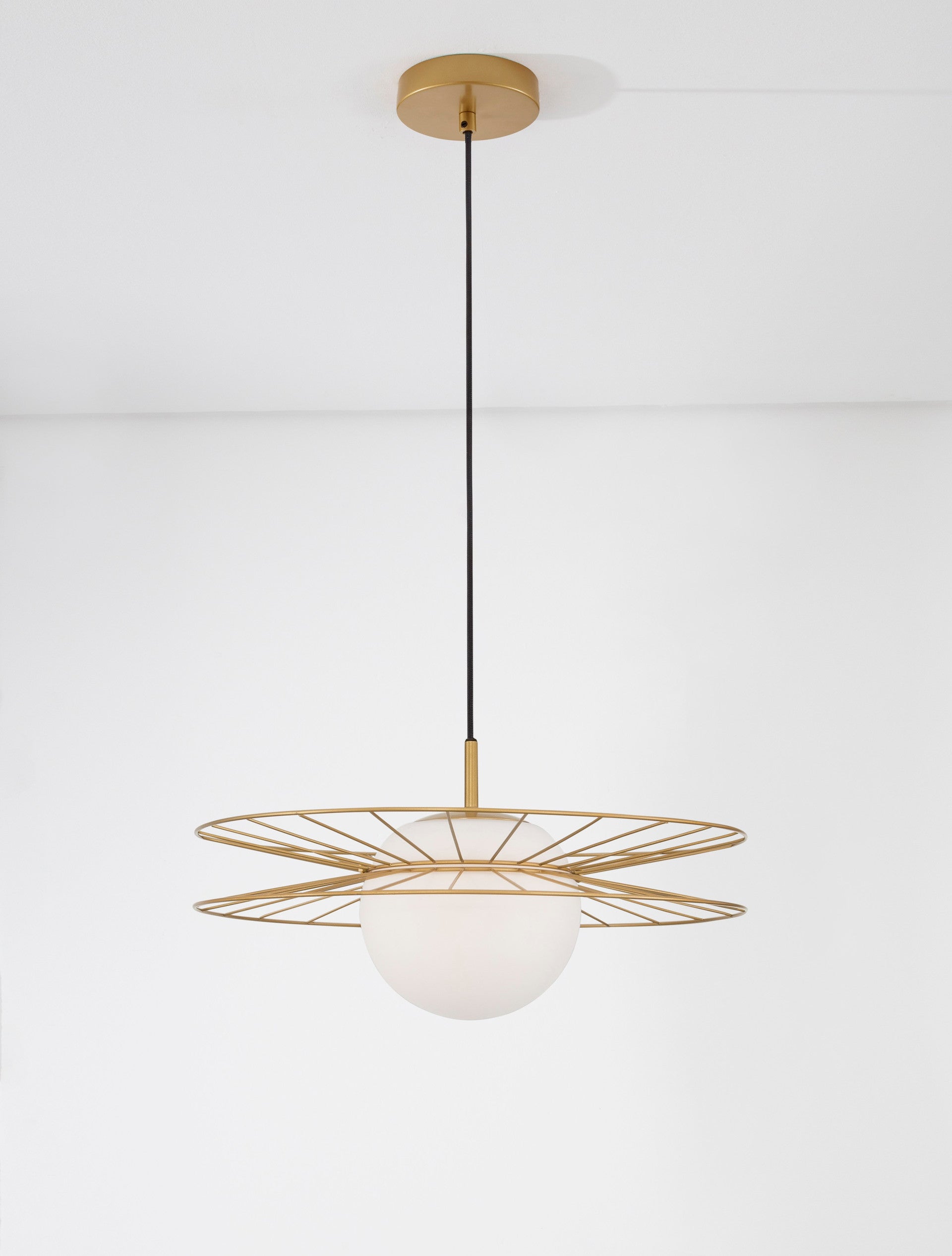 Висяща лампа ELLERY 12W LED E27 Златен месинг, опалово стъкло ⌀45
