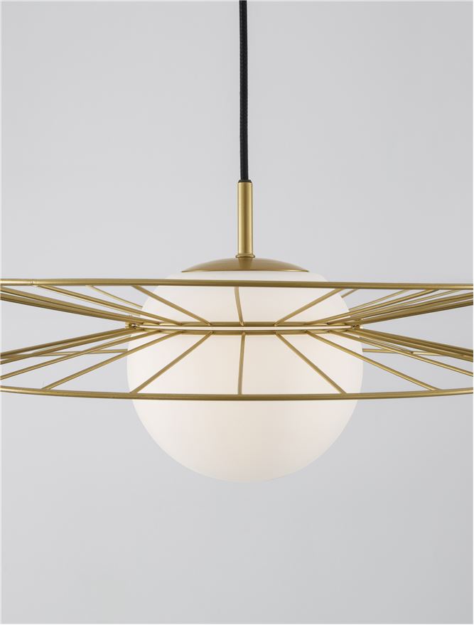 Висящо осветително тяло (пендел) ELLERY 12W LED E27 Златист месинг, опалово стъкло ⌀45