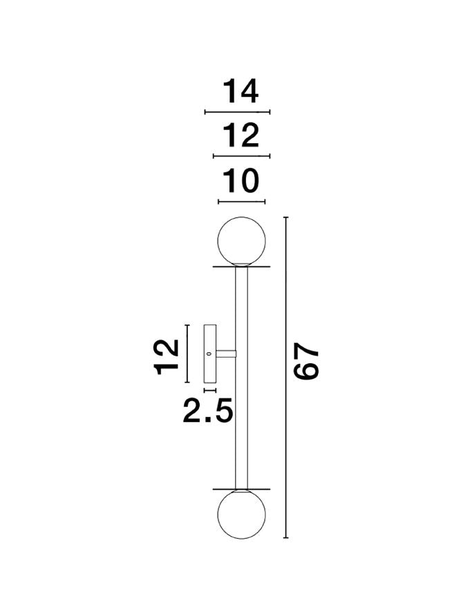 Висящо осветително тяло (пендел) PIELO 2x5W G9 Пясъчно черен метал опалово стъкло ⌀12 H67см
