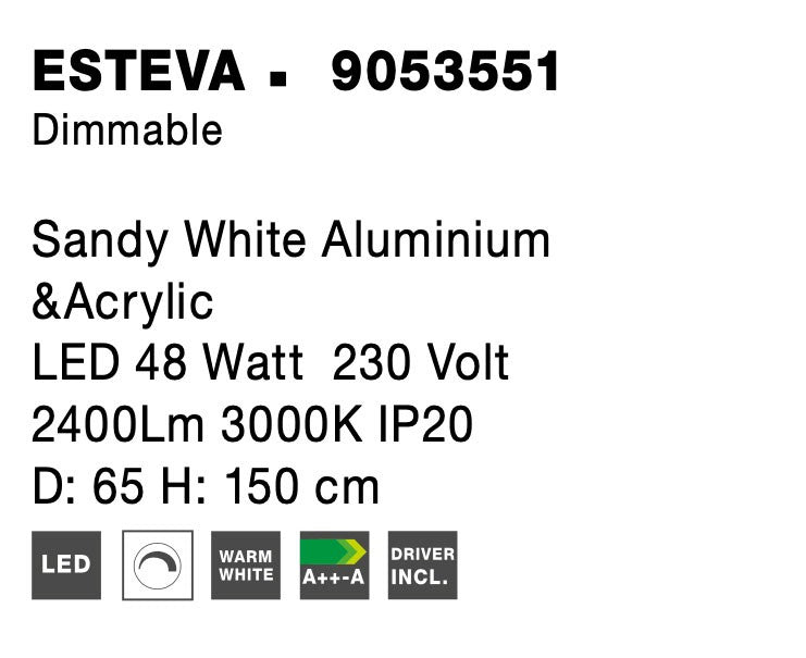 Висящо осветително тяло (пендел) ESTEVA 47W 3000K Пясъчно бял алуминий