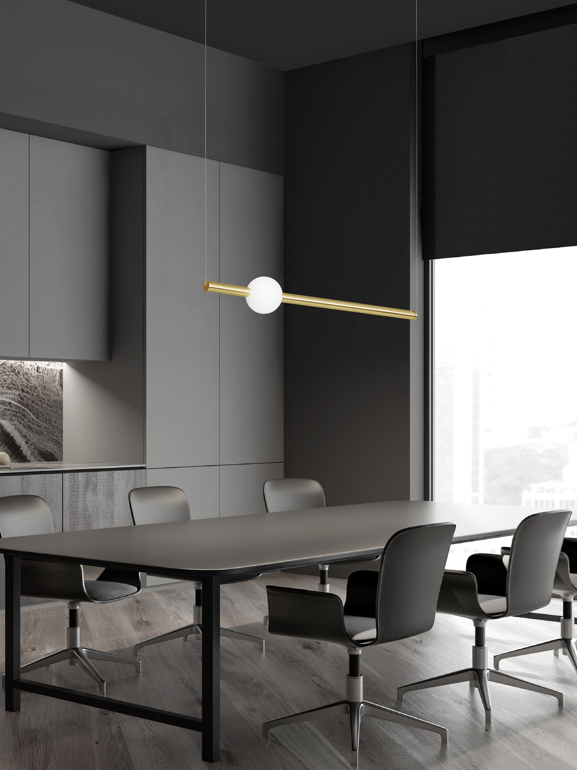 Пендел NEUTRON 11W Злато, Алуминий и Акрил, Регулируема Височина Д92 Ш12 В150см