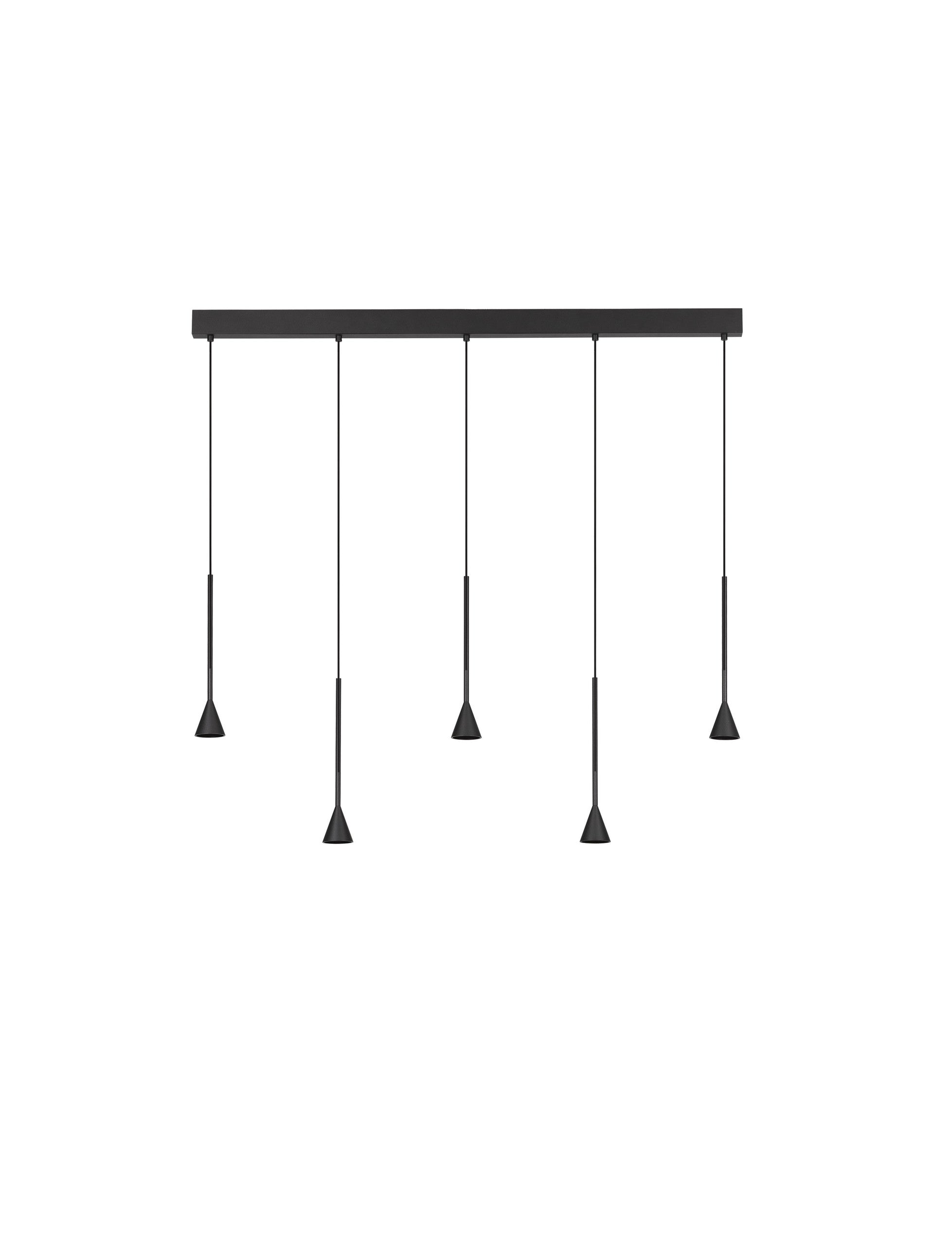 Висящо осветително тяло (пендел) NET LED 27W 220-240V Триак димируем Матово черен алуминий Регулируема височина L110 W3.5 H150см