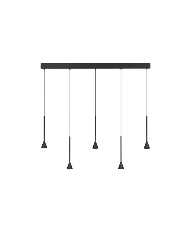 Висящо осветително тяло (пендел) NET LED 27W 220-240V Триак димируем Матово черен алуминий Регулируема височина L110 W3.5 H150см