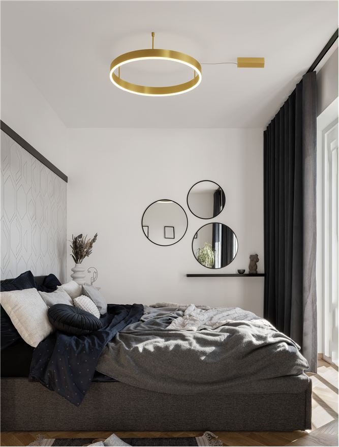 Висящо осветително тяло (пендел) MOTIF 46W LED 3000K Триак димируем Златист месинг алуминий акрил